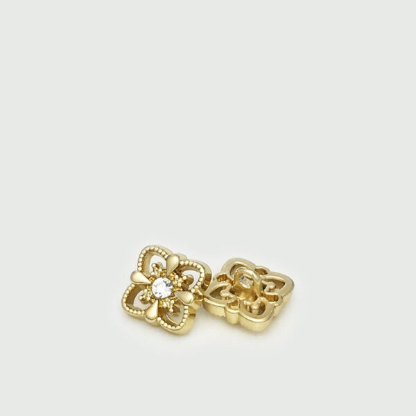 11mm Gold Silver Square Metal Hollow Diamond Shank Buttons 20pcs - Image 3