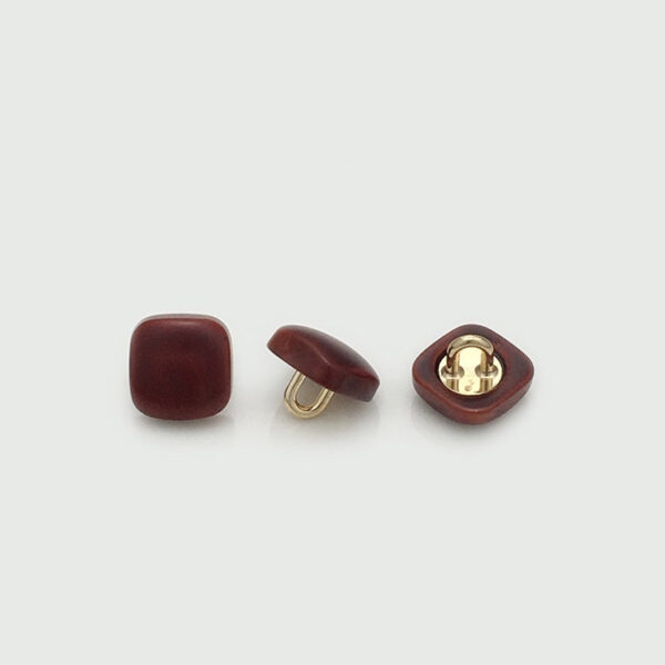 11mm Red-brown Square Wood Buttons with Metal Shank for Knit Cardigans 30pcs - Image 4