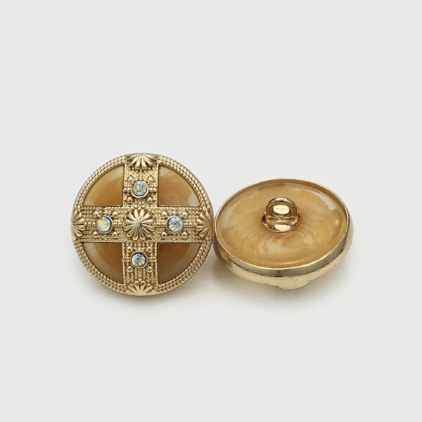 Round Cross Diamond Dual-Tone Palace-Style Metal Shank Buttons 12pcs - Image 4