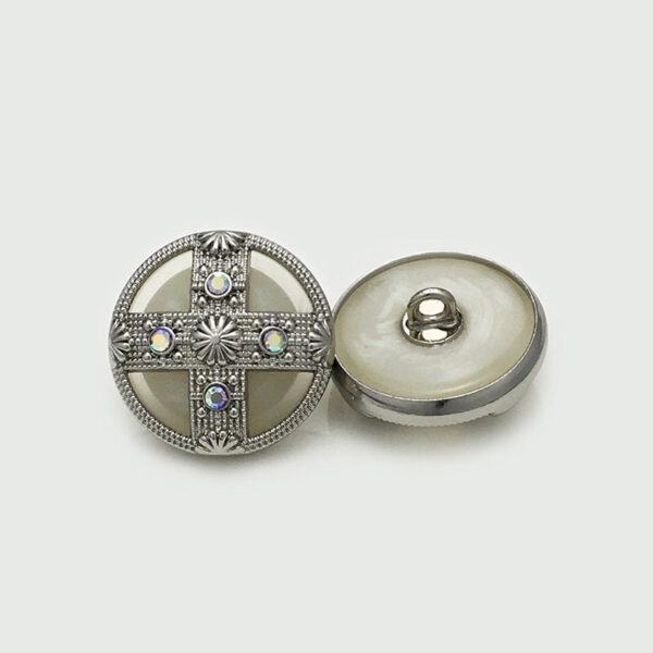 Round Cross Diamond Dual-Tone Palace-Style Metal Shank Buttons 12pcs - Image 5