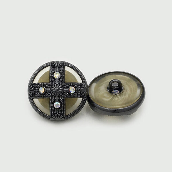 Round Cross Diamond Dual-Tone Palace-Style Metal Shank Buttons 12pcs - Image 6