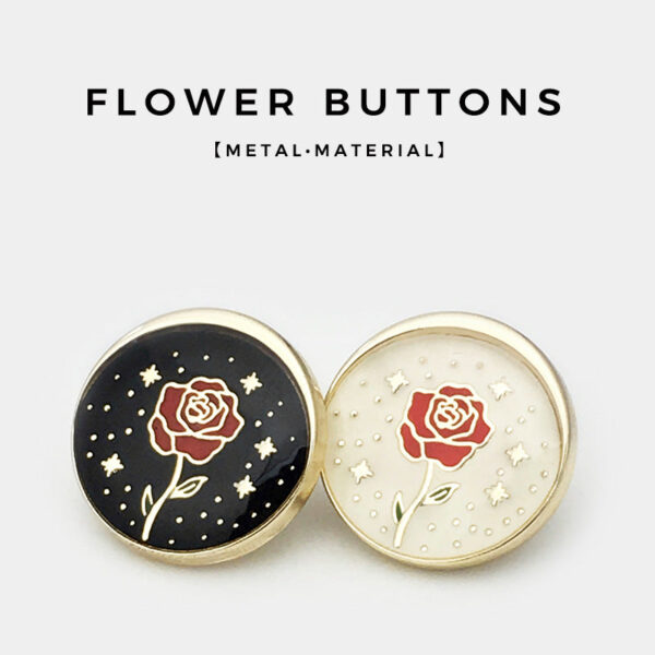 17.5/22.5mm Rose Round Metal Buttons with Shank 12pcs - Image 3