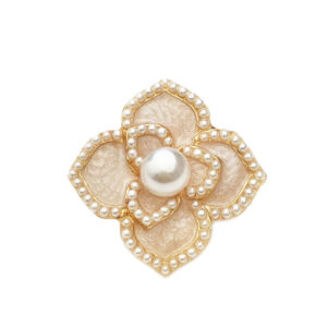 21mm 4/5-Petal Flower Pearl Metal Buttons with Shank 6pcs