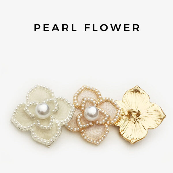 21mm 4/5-Petal Flower Pearl Metal Buttons with Shank 6pcs - Image 2