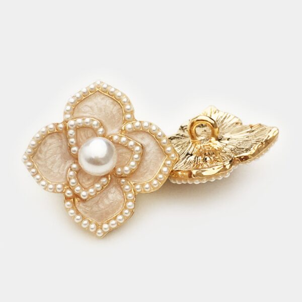 21mm 4/5-Petal Flower Pearl Metal Buttons with Shank 6pcs - Image 4