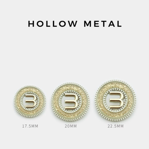 Vintage Black Ivory Letter M Hollow Metal Buttons with Shank 12pcs - Image 2