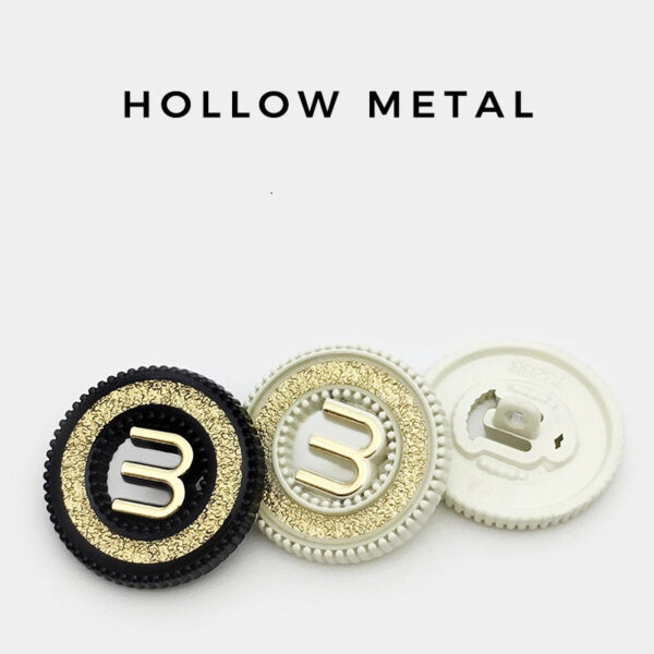 Vintage Black Ivory Letter M Hollow Metal Buttons with Shank 12pcs - Image 3