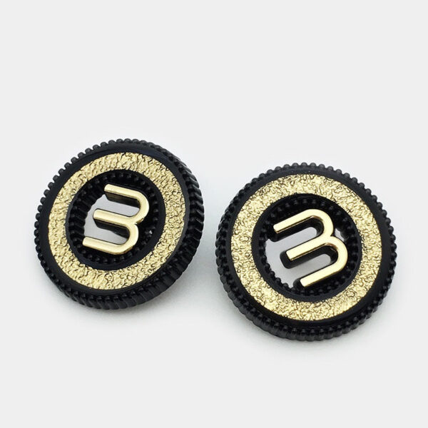Vintage Black Ivory Letter M Hollow Metal Buttons with Shank 12pcs - Image 4