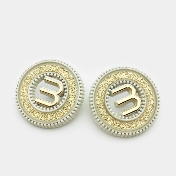 Vintage Black Ivory Letter M Hollow Metal Buttons with Shank 12pcs - Image 5