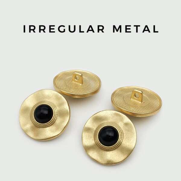 17.5/22.5mm Black Pearl Irregular Round Gold Metal Buttons 12pcs - Image 3