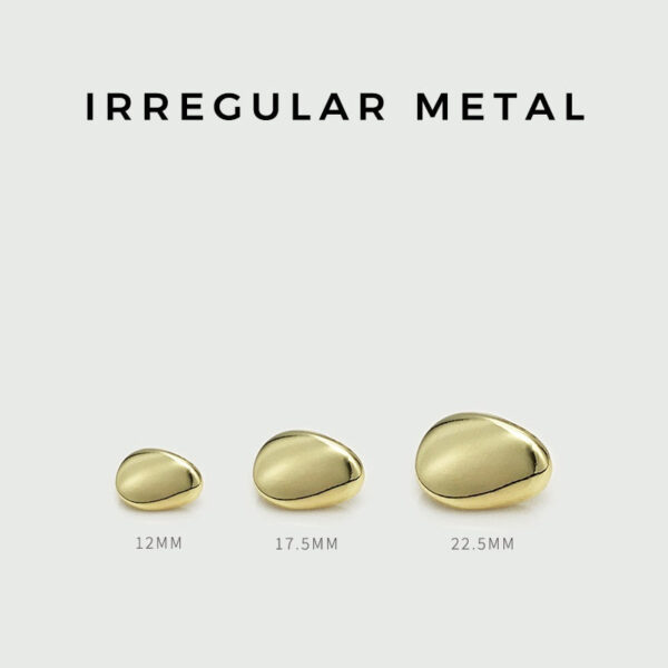 12/16/20mm Gold Silver Irregular Metal Buttons with Shank 20pcs - Image 3