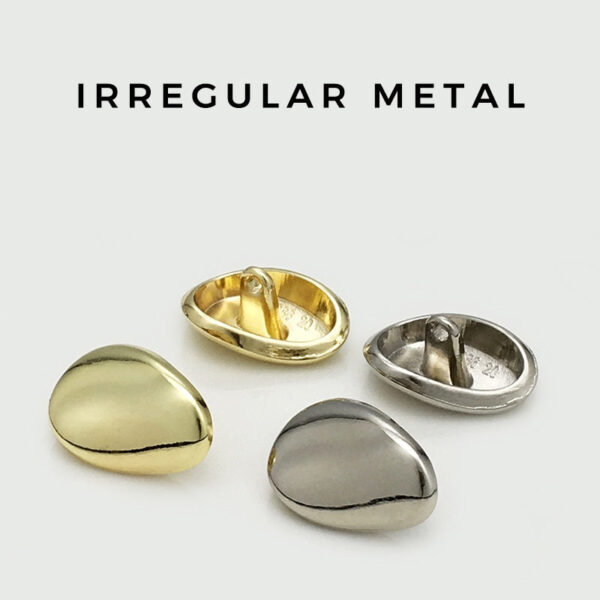 12/16/20mm Gold Silver Irregular Metal Buttons with Shank 20pcs - Image 2