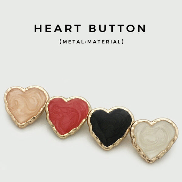 15-25mm Irregular Enamel Heart Shaped Metal Buttons 20pcs - Image 2