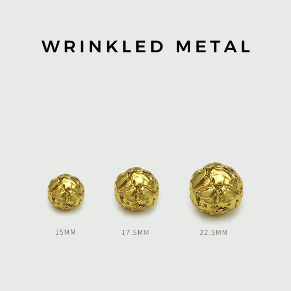 15/17.5/22.5mm Golden Mushroom Pleated Metal Buttons 12pcs - Image 2