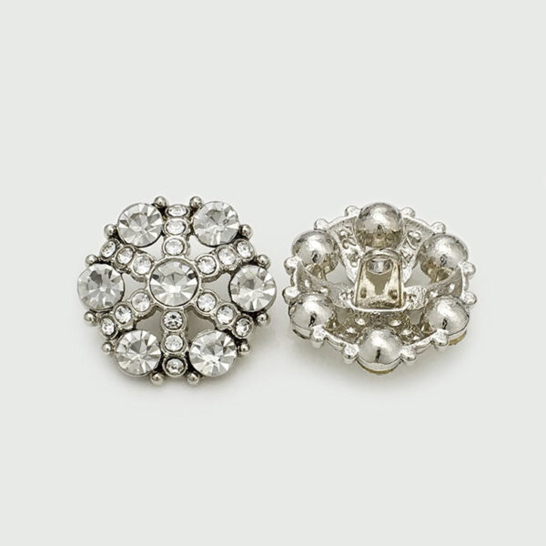 17.5/22.5mm Hollow Flower Metal Buttons with Full Diamond 12pcs - Image 5