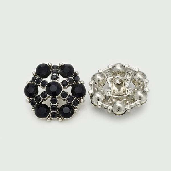 17.5/22.5mm Hollow Flower Metal Buttons with Full Diamond 12pcs - Image 4