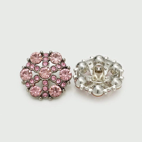 17.5/22.5mm Hollow Flower Metal Buttons with Full Diamond 12pcs - Image 6