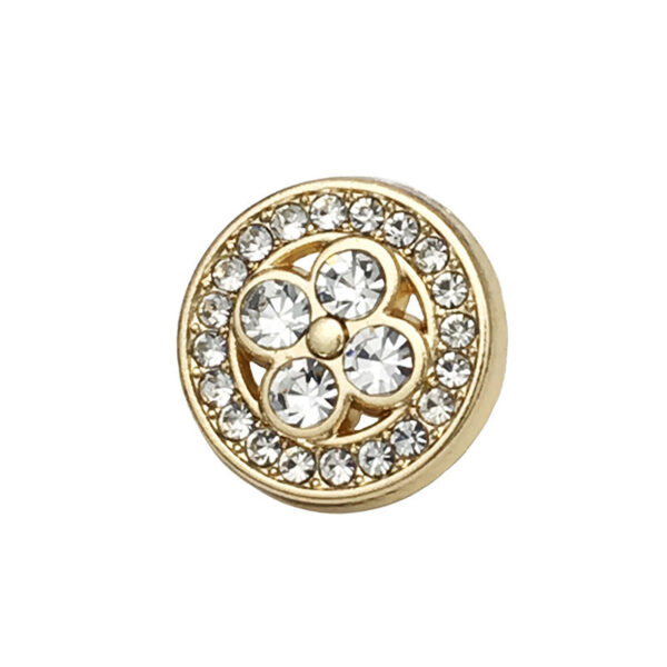 11mm Gold Silver Metal Round Clover Diamond Cufflinks Buttons 20pcs