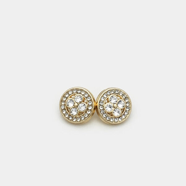 11mm Gold Silver Metal Round Clover Diamond Cufflinks Buttons 20pcs - Image 3