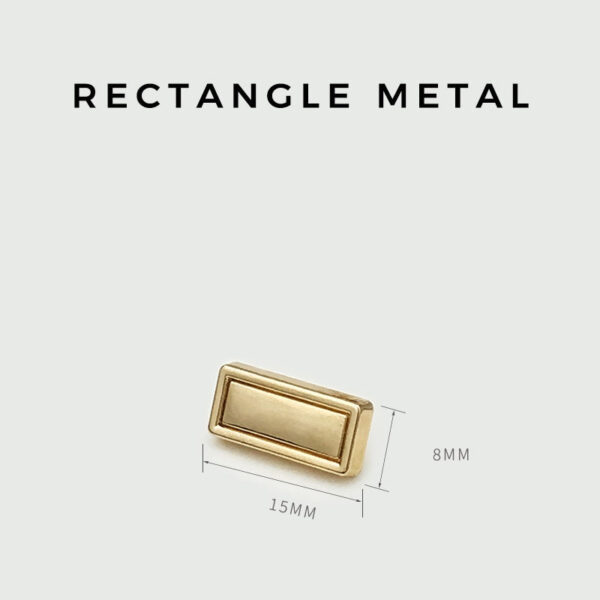 15mm Elegant Gold Rectangular Metal Buttons with Shank 20pcs - Image 3