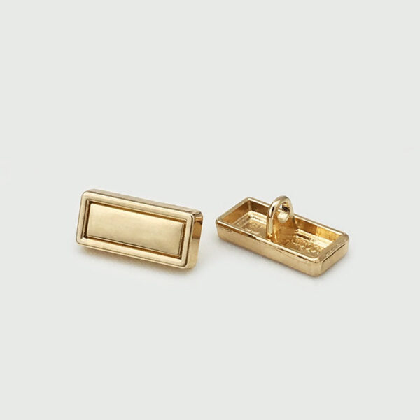 15mm Elegant Gold Rectangular Metal Buttons with Shank 20pcs - Image 2