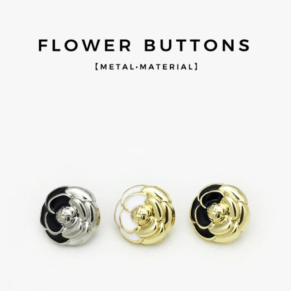12mm Exquisite Gold & White Flower-Shaped Shirt Buttons 20pcs - Image 2