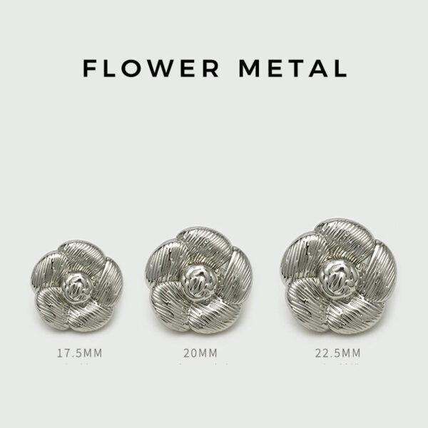 17.5/20/22.5mm Vintage Gold Silver Camellia Flower Metal Buttons 20pcs - Image 2
