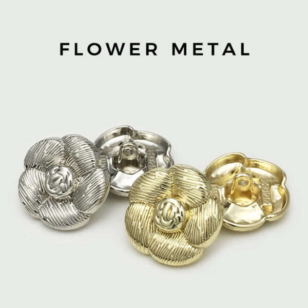 17.5/20/22.5mm Vintage Gold Silver Camellia Flower Metal Buttons 20pcs - Image 3