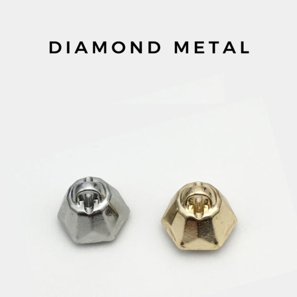 12mm Gold & Silver Hexagonal Diamond-Studded Buttons 20pcs - Image 3