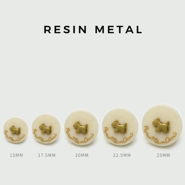 15-25mm Adorable Dog Resin-Metal Round Buttons 20pcs - Image 2