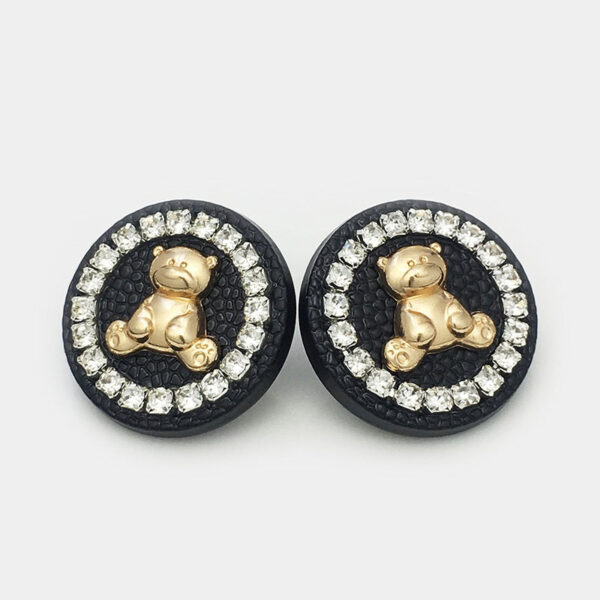 25mm Pink Metal Bear Diamond Cartoon Animal Buttons 12pcs - Image 4