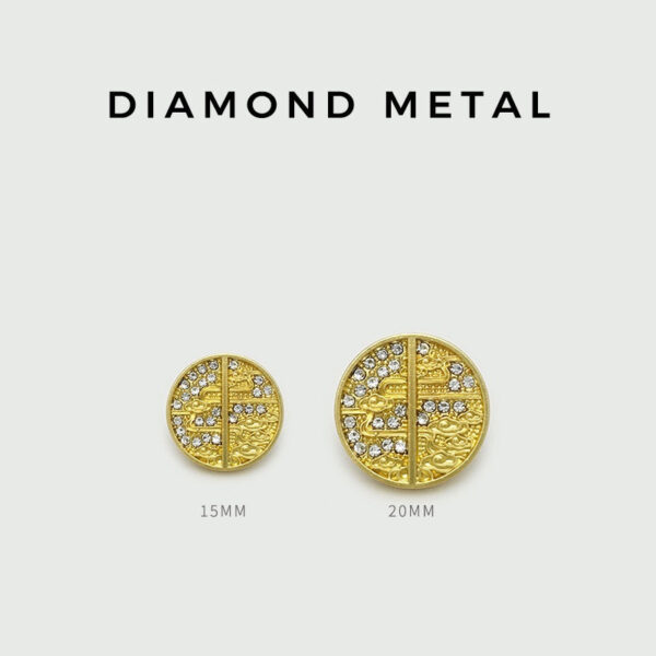 15/20mm Chinese Classical Cloud Metal Sewing Buttons with Diamonds 20pcs - Image 3