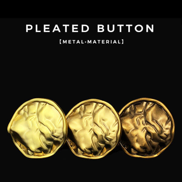 15-32mm Antique Gold Pleated Irregular Metal Buttons for Coats 20pcs - Image 2