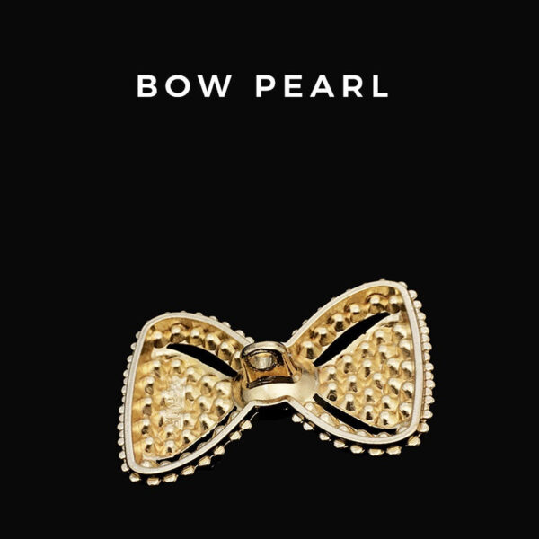 33mm Gold Silver Metal Pearl & Rhinestone 3D Bow Buttons 10pcs - Image 3