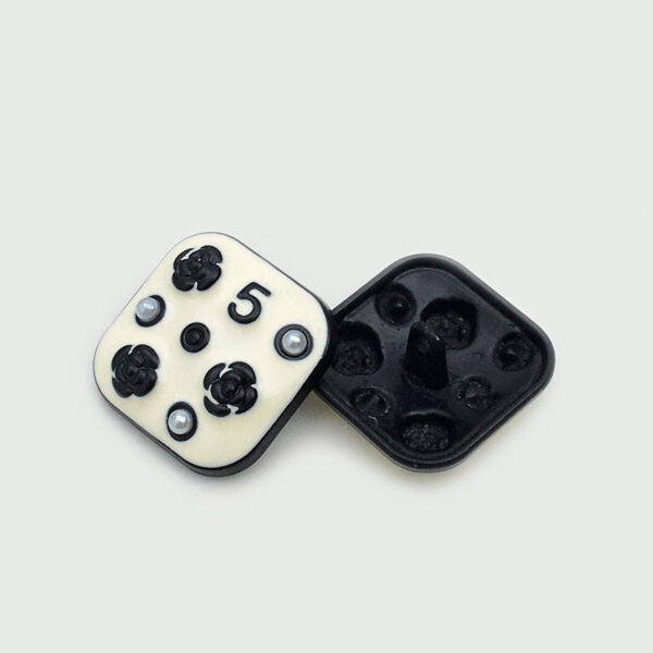 10/16/21mm Square Metal Buttons Number 5 Flower Pearl 12pcs - Image 5