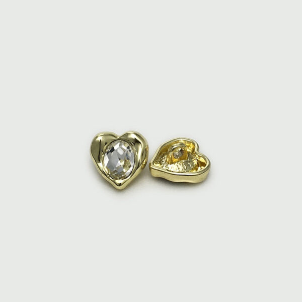 12mm Pink Metal Diamond Heart-Shaped Cuff Buttons for Knit Cardigans 20pcs - Image 3