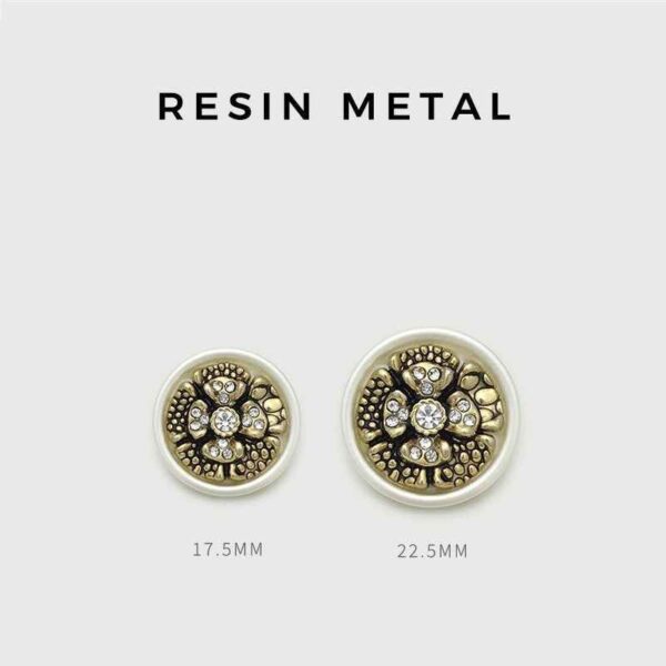 17.5/22.5mm Diamond Flower Metal-Resin Buttons for Women's Coats 12pcs