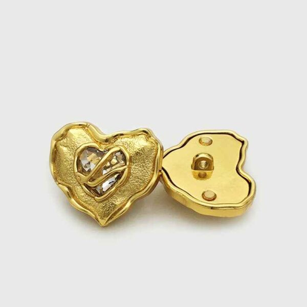 17.5/22.5mm Gold Silver Heart-Shaped Diamond Buttons for Women's Coats 10pcs
