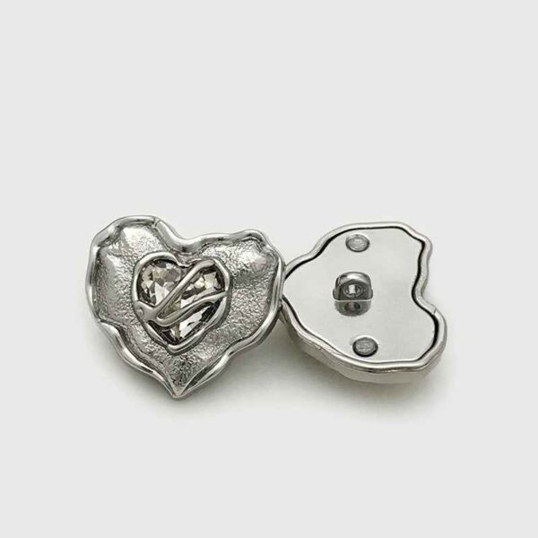 17.5/22.5mm Gold Silver Heart-Shaped Diamond Buttons for Women's Coats 10pcs
