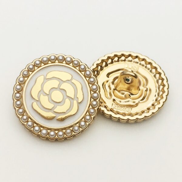 17.5/20/22.5mm Pearl-Decorated Round Rose Metal Buttons 12pcs - Image 3