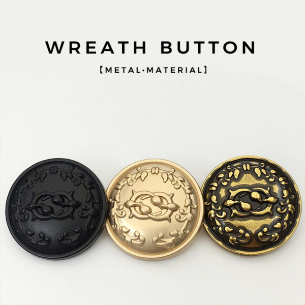 25mm Antique Gold/Black/Bronze Wreath Circular Metal Buttons 20pcs - Image 2