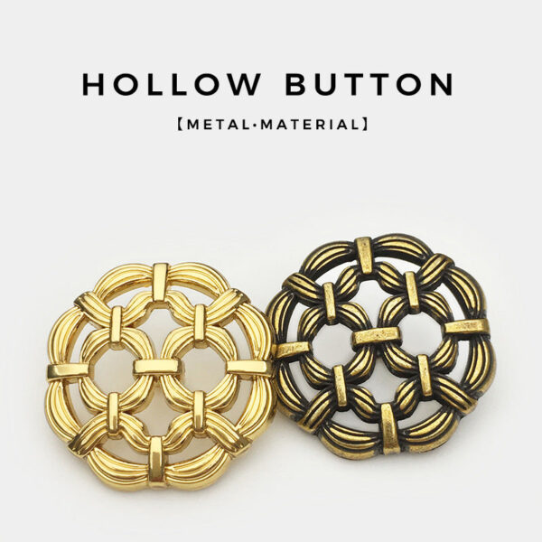 17.5/20/22.5mm Gold Bronze Hollow Metal Buttons with Shanks 20PCS - Image 2