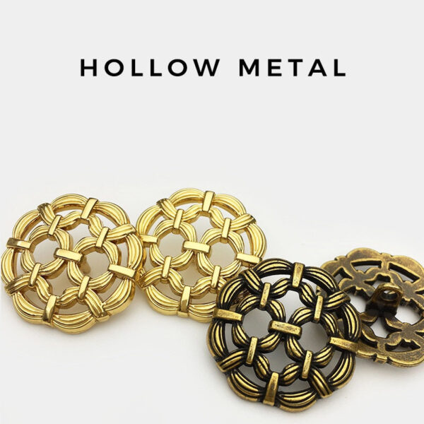17.5/20/22.5mm Gold Bronze Hollow Metal Buttons with Shanks 20PCS - Image 3