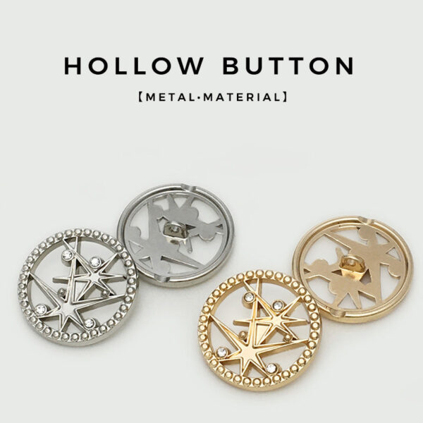 17.5/22.5mm Star Hollowed Hand Sewn Diamond Metal Buttons 20PCS - Image 2