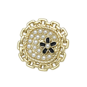 17.5/22.5mm Gold Silver Chain Square Pearl Flower Metal Buttons 12PCS