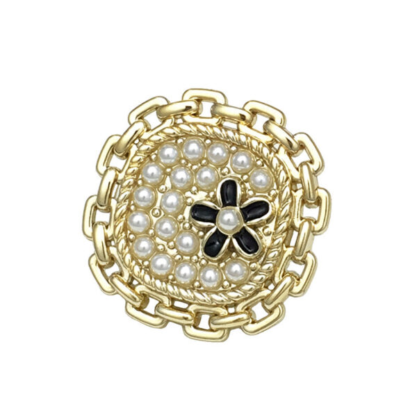 17.5/22.5mm Gold Silver Chain Square Pearl Flower Metal Buttons 12PCS