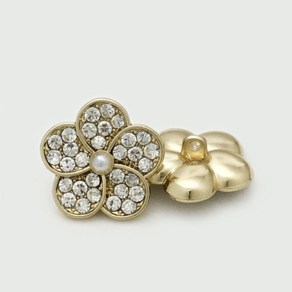 11.5/17.5/22.5mm Gold Silver Pearl Diamond Floral Metal Buttons 20PCS - Image 3