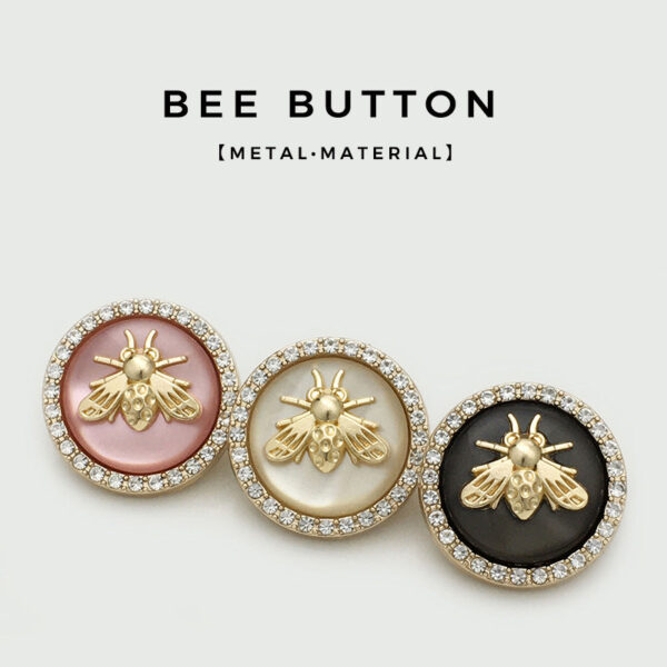 17.5/22.5mm Golden Bee Diamond Metal Dual Tone Buttons 12PCS - Image 2