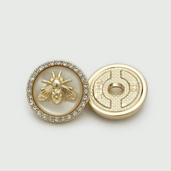 17.5/22.5mm Golden Bee Diamond Metal Dual Tone Buttons 12PCS - Image 3