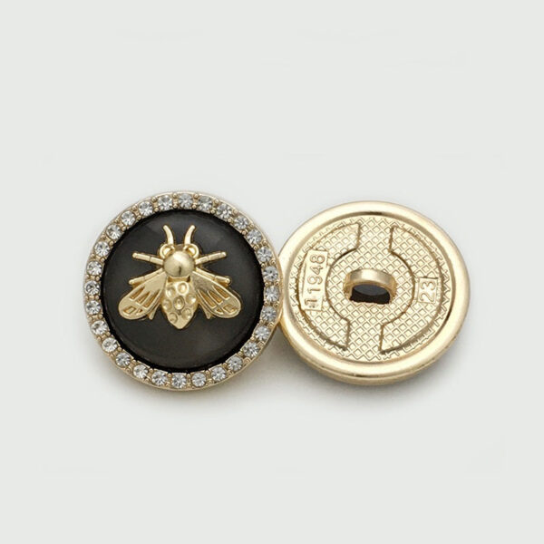 17.5/22.5mm Golden Bee Diamond Metal Dual Tone Buttons 12PCS - Image 4